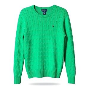 Polo Ralph Lauren Boys Cable Knit Sweater XL (20) Green 100% Cotton